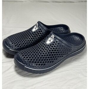 Amoji Clogs Mens 9 Navy Blue Slip On Sandals Lightweight Water Shoes